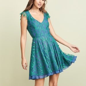 Ewa Herzog Layered Lace Dress - Blue/Green, 6